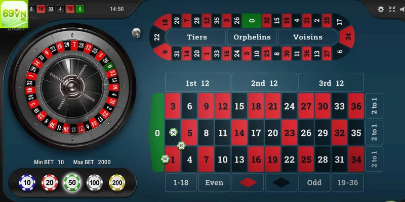 Bàn chơi Roulette trực tuyến điển hình